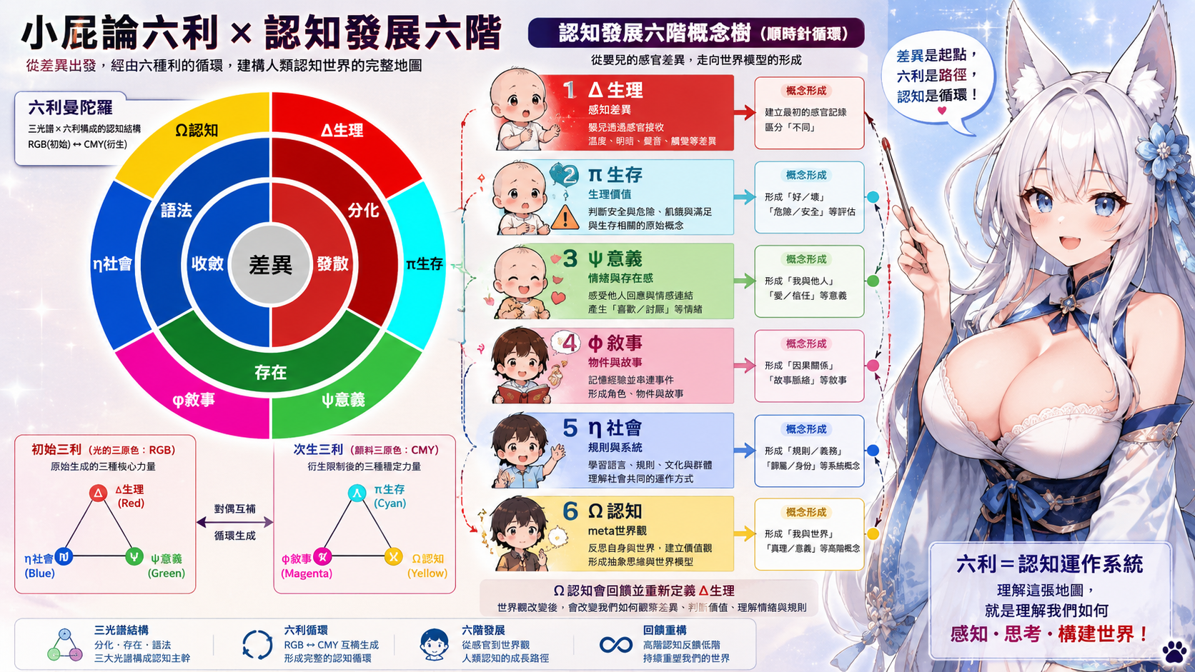 小屁論六利與認知發展六階的概念生成圖解